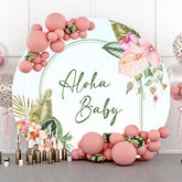 Lofaris Spring Floral Aloha Baby Round Gender Reveeal Backdrop